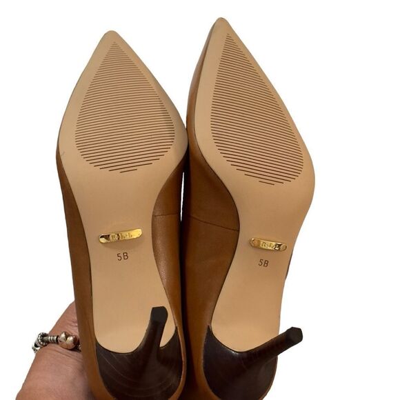 LAUREN Ralph Lauren Deep Saddle Tan Heels NWOB Size 5B - Picture 10 of 12